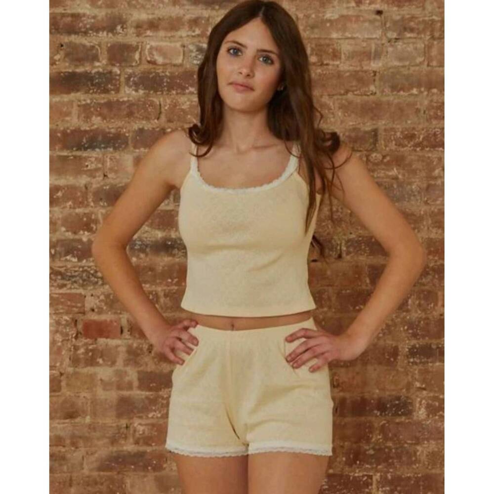 NEW THEME lizzie pointelle tank in yellow
